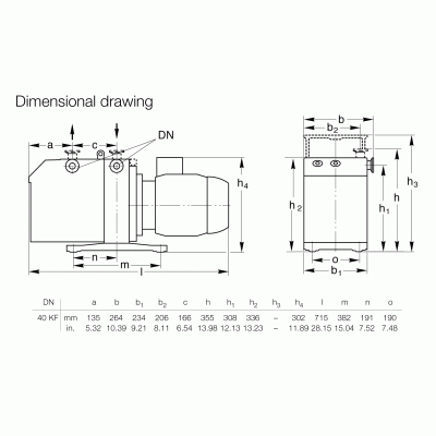 leybold D40BCS PFPE Dimensional drawing